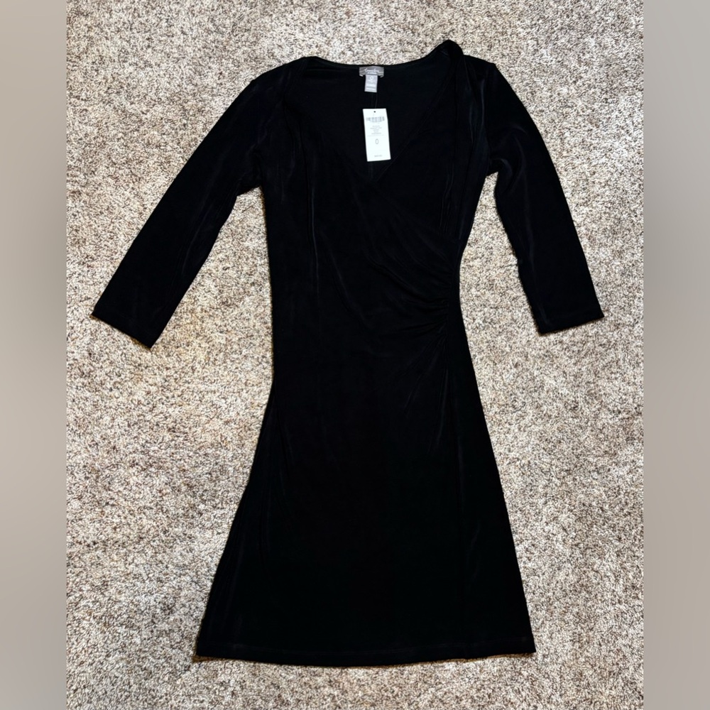 167. Travelers by Chico Elegant Black V-Neck Dress Size 0 NWT
